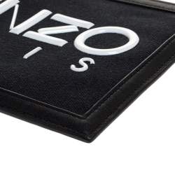 Pre Owned Kenzo Black Canvas and Leather Wristlet Clutch