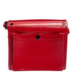 Pre Owned Kenzo Red Patent Leather Flap Shoulder Bags