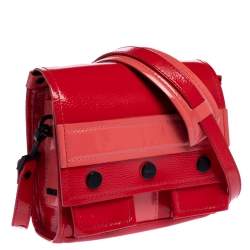 Pre Owned Kenzo Red Patent Leather Flap Shoulder Bags