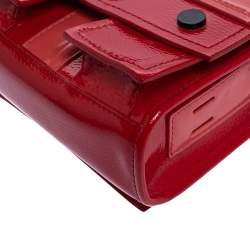 Pre Owned Kenzo Red Patent Leather Flap Shoulder Bags