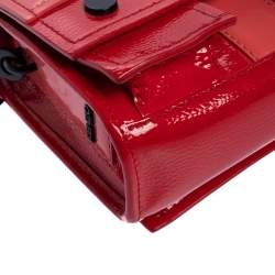 Pre Owned Kenzo Red Patent Leather Flap Shoulder Bags