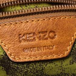Kenzo Two Tone Brown Soft Leather Studded Handle Satchel