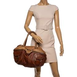 Kenzo Two Tone Brown Soft Leather Studded Handle Satchel