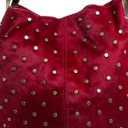 Pre Owned Kenzo Red Calfhair Studded Hobo