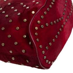 Pre Owned Kenzo Red Calfhair Studded Hobo