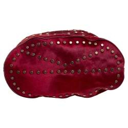 Pre Owned Kenzo Red Calfhair Studded Hobo