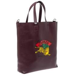 Pre Owned Kenzo Burgundy Leather Jumping Tiger Tote 