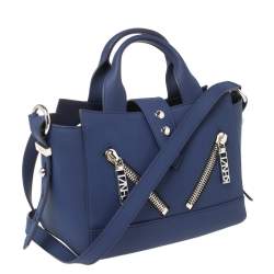 Pre Owned Kenzo Blue Marine Leather Mini Kalifornia Tote