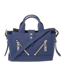 Pre Owned Kenzo Blue Marine Leather Mini Kalifornia Tote