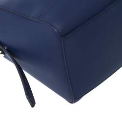 Pre Owned Kenzo Blue Marine Leather Mini Kalifornia Tote