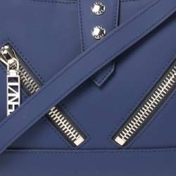 Pre Owned Kenzo Blue Marine Leather Mini Kalifornia Tote