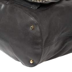 مملوكة مسبقًا حقيبة كتف كينزو قلاب مرصعة جلد سوداء 