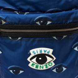 Pre Owned Kenzo Blue Nylon All Over Eyes Backpack