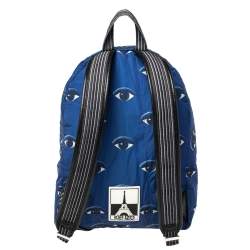 Pre Owned Kenzo Blue Nylon All Over Eyes Backpack