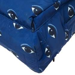 Pre Owned Kenzo Blue Nylon All Over Eyes Backpack
