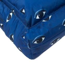 Pre Owned Kenzo Blue Nylon All Over Eyes Backpack