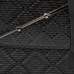 Pre Owned Kenzo Black Woven Leather Metal Pin Flap Tote