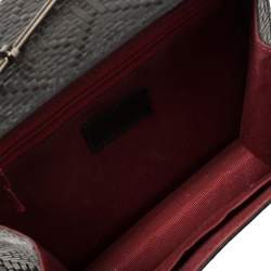 Pre Owned Kenzo Black Woven Leather Metal Pin Flap Tote