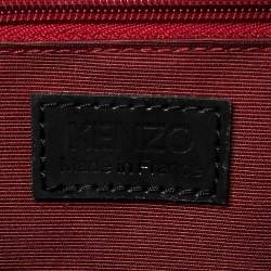 Pre Owned Kenzo Black Woven Leather Metal Pin Flap Tote