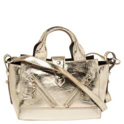 Kenzo Metallic Gold Crinkled Leather Mini Kalifornia Tote