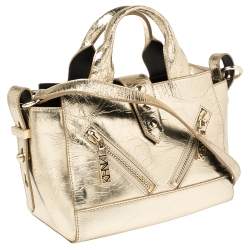 Kenzo Metallic Gold Crinkled Leather Mini Kalifornia Tote