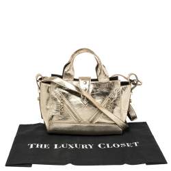Kenzo Metallic Gold Crinkled Leather Mini Kalifornia Tote