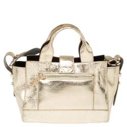 Kenzo Metallic Gold Crinkled Leather Mini Kalifornia Tote