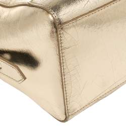 Kenzo Metallic Gold Crinkled Leather Mini Kalifornia Tote