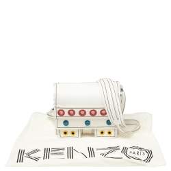 Pre Owned Kenzo White Leather Small Bike Studded Shoulder Bag