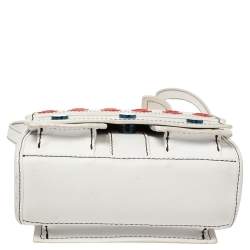 Pre Owned Kenzo White Leather Small Bike Studded Shoulder Bag