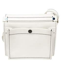 Pre Owned Kenzo White Leather Small Bike Studded Shoulder Bag