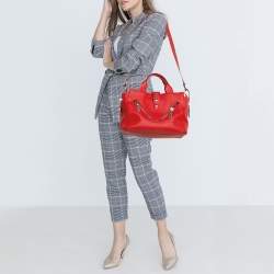 Pre Owned Kenzo Cherry Red Leather Kalifornia Tote