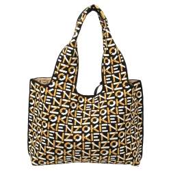 Kenzo Tricolor Monogram Knit Fabric Scuba Tote