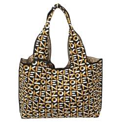 Kenzo Tricolor Monogram Knit Fabric Scuba Tote