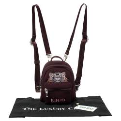 Pre Owned حقيبة ظهر كينزو شعار نمر ميني نيوبرين عنابي داكن