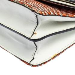 Pre Owned Kenzo Multicolor Printed Canvas and Patent Leather Double Flap Shoulder Bag