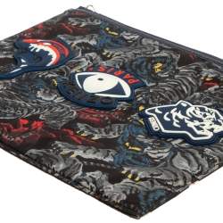 مملوكة مسبقًا Kenzo Multicolor Tiger Print Nylon Zip Pouch