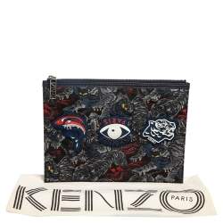 مملوكة مسبقًا Kenzo Multicolor Tiger Print Nylon Zip Pouch