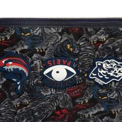 مملوكة مسبقًا Kenzo Multicolor Tiger Print Nylon Zip Pouch