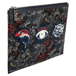 مملوكة مسبقًا Kenzo Multicolor Tiger Print Nylon Zip Pouch
