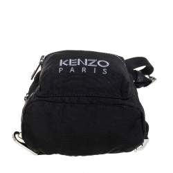 Pre Owned Kenzo Black Canvas Mini Embroidered Tiger Backpack
