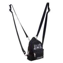 Pre Owned Kenzo Black Canvas Mini Embroidered Tiger Backpack