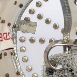 Pre Owned Kenzo Silver PVC and Leather Crystal Embellished Bucket Bag