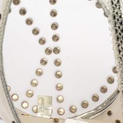 Pre Owned Kenzo Silver PVC and Leather Crystal Embellished Bucket Bag