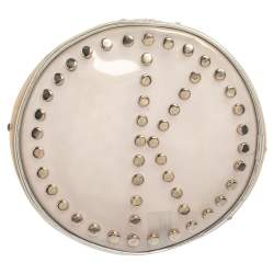 Pre Owned Kenzo Silver PVC and Leather Crystal Embellished Bucket Bag