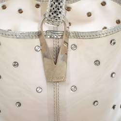 Pre Owned Kenzo Silver PVC and Leather Crystal Embellished Bucket Bag