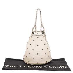 Pre Owned Kenzo Silver PVC and Leather Crystal Embellished Bucket Bag