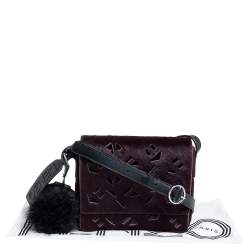 مملوكة مسبقًا Kenzo Burgundy/Black Calfhair and Leather Lazer Cut Flap Shoulder Bag