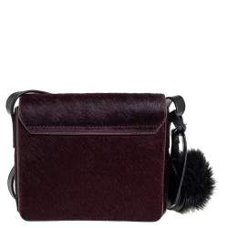 مملوكة مسبقًا Kenzo Burgundy/Black Calfhair and Leather Lazer Cut Flap Shoulder Bag