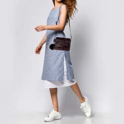 مملوكة مسبقًا Kenzo Burgundy/Black Calfhair and Leather Lazer Cut Flap Shoulder Bag